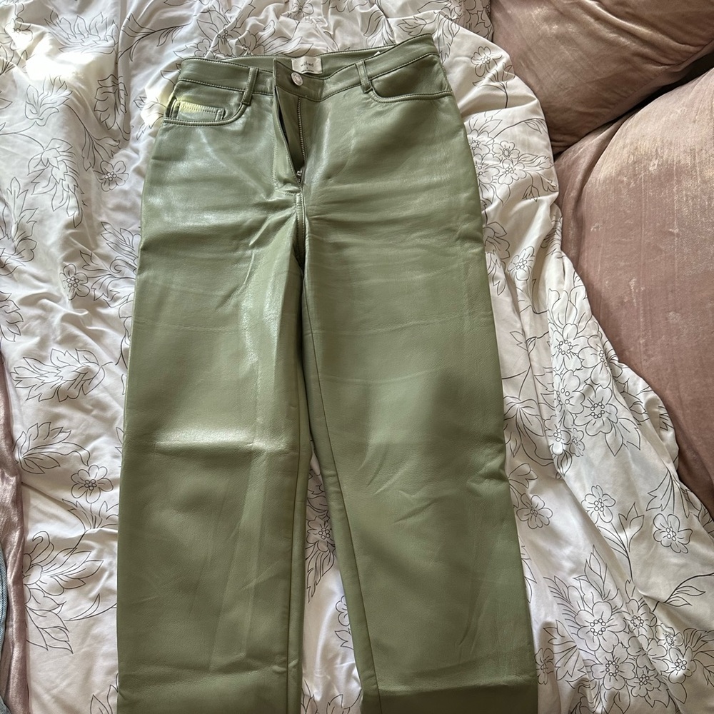 Light green leather Melina pants - aritzia